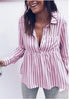 Fashion Striped Women Blouse Deep V-neck Casual Long Sleeve Women's Blusas 2022 Loose Female Blouses Women Shirts Tops