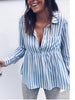 Fashion Striped Women Blouse Deep V-neck Casual Long Sleeve Women's Blusas 2022 Loose Female Blouses Women Shirts Tops