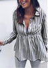 Fashion Striped Women Blouse Deep V-neck Casual Long Sleeve Women's Blusas 2022 Loose Female Blouses Women Shirts Tops