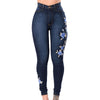 Flower Embroidered Jeans Pant Women Elastic Mom Jean Pencil Denim Pant Female sexy skinny Pantalon Femme bottom trouser