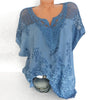 Plus Size 5XL Sexy Women Blouse Lace Hollow Tunic Tops 2022 Summer Short Sleeve Lady Office Shirt Casual Loose Blusa