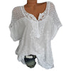 Plus Size 5XL Sexy Women Blouse Lace Hollow Tunic Tops 2022 Summer Short Sleeve Lady Office Shirt Casual Loose Blusa