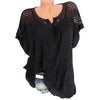 Plus Size 5XL Sexy Women Blouse Lace Hollow Tunic Tops 2022 Summer Short Sleeve Lady Office Shirt Casual Loose Blusa