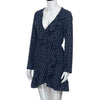 Star Print Sexy Summer Autumn Dress Beach Irregular Bow Wrap Short Dress Women V Neck Long Sleeve Chiffon Dress Vestido