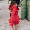 Star Print Sexy Summer Autumn Dress Beach Irregular Bow Wrap Short Dress Women V Neck Long Sleeve Chiffon Dress Vestido