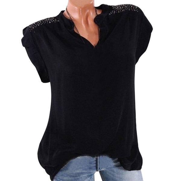 Summer Blouses Fashion Women Tops Solid Casual Short Sleeve Blouse 2022 Fashion Plus Size Summer Shirt Drop Shipping