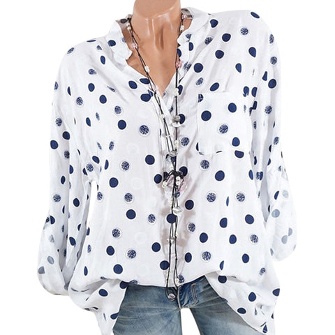 Womens Tops Blouses V Neck Polka Dot Shirts Long Sleeve Summer Autumn harajuku Loose Chiffon Blouse Plus Size 5xl 4xl