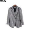 Female Korean Style Black White Plaid Blazer Spring Autumn Blazer Women Jacket Ladies Work Wear Female Outerwear Blazer