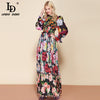 LD LINDA DELLA Runway Summer Long Sleeve Maxi Dress Women's elastic Waist Floral Print Elegant Party Holiday Long Dress