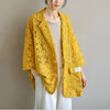 LDKVGSU Summer 2022 British Women Floral Lace Blazer Ladies Multicolor Lace Embroidery All-Match Casual Thin Top 203