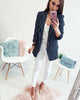 Women's New Casual Black and White Striped Coats Top Lapel Cardigan Long Sleeve Loose Jackets
