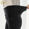 LEIJIJEANS 2022 autumn high waist slim ladies jeans button fly elastic waist legging jeans plus size stretchy black women jeans