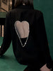 [LGRQ] 2023 Autumn And Summer Casual Long Sleeve Loose Blackless Heart-shaped Hollow Diamond Blazer Coat Women SL562