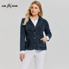 Women's Plus Size Casual Fashion Busine Denim Suit Premium Stretch Knitted Denim Slim Fit Denim Jacket