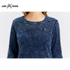 LIH HUA Women's Plus Size Denim Dress Elasticity Knitted Denim Dresses Slim Fit Casual Dress  Knee-Length Midi Dress