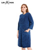 LIH HUA Women's Plus Size Denim Dress Elasticity Knitted Denim Dresses Slim Fit Casual  Midi Dress