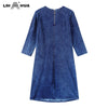 LIH HUA Women's Plus Size Denim Dress Elasticity Knitted Denim Dresses Slim Fit Casual  Midi Dress