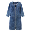 LIH HUA Women's Plus Size Denim Dress High Flexibility Slim Fit Dress Casual Woven Dress