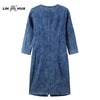 LIH HUA Women's Plus Size Denim Dress High Flexibility Slim Fit Dress Casual Woven Dress