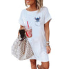 LILO STITCH Kawaii Summer Women's Dress 2022 Casual Women's Dresses Cartoon White T Shirt Dress Female Clothing Elegant Dresses
