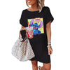 LILO STITCH Kawaii T Shirt Dress Women Summer Beach Sexy Vintage Casual Loose Black Dresses Summer Clothes for Women Droshipping