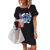 LILO STITCH Kawaii T Shirt Dress Women Summer Beach Sexy Vintage Casual Loose Black Dresses Summer Clothes for Women Droshipping