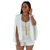 Autumn Office Work Open Front Notched Ladies Blazer Short Slim Long Sleeve Jackets Female Suit White Black Blazer
