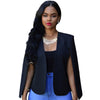 Autumn Office Work Open Front Notched Ladies Blazer Short Slim Long Sleeve Jackets Female Suit White Black Blazer