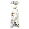Summer 2022 The New Chiffon Sexy Split Women's Dress Short Sleeve Printing Bow Comfortable V-neck Casual Women Dress