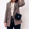 Plaid Blazer Women Fashion Double Breasted Office Ladies Jacket Coat Female Vintage Casual Long Sleeve Suits