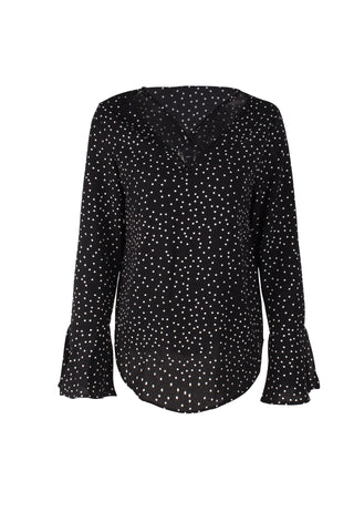 Chiffon Polka Dot Blouse Shirts Sexy V Neck Long Flare Sleeve Casual Women 2022 Autumn Boho Blouses Tops Summer Blusa New