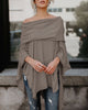 Off Shoulder Shawl Blouse Solid Casual Loose Slash Neck Irregular Loose Women Autumn Swing Batwing Sleeve Blouses Shirts