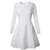 Women Lace Splice Dress Pleated Long Sleeve Sexy Elegant White Dresses A-line Bridesmaid Slim Party Club Short Mini Dress