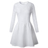 Women Lace Splice Dress Pleated Long Sleeve Sexy Elegant White Dresses A-line Bridesmaid Slim Party Club Short Mini Dress
