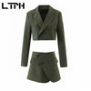 LTPH Corduroy High Waist Package Hip Skirt Suits Design Slim short Blazer Jacket women two peices set 2022 Autumn New