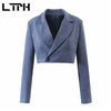 LTPH Corduroy High Waist Package Hip Skirt Suits Design Slim short Blazer Jacket women two peices set 2022 Autumn New