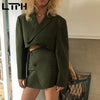 LTPH Corduroy High Waist Package Hip Skirt Suits Design Slim short Blazer Jacket women two peices set 2022 Autumn New