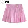 LTPH Pink Plaid Skirt Suits women 2 Pieces Set Loose All-match Blazer High waist skirts Casual Outfits 2022 Spring Autumn New