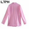 LTPH Pink Plaid Skirt Suits women 2 Pieces Set Loose All-match Blazer High waist skirts Casual Outfits 2022 Spring Autumn New