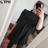 LTPH Special Sales Loose Elegant women dress Puff Sleeve Turtleneck Ruffles A-Line plus size Chiffon Dresses 2022 Spring New