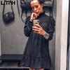 LTPH Special Sales Loose Elegant women dress Puff Sleeve Turtleneck Ruffles A-Line plus size Chiffon Dresses 2022 Spring New
