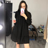 LTPH Special Sales Loose Elegant women dress Puff Sleeve Turtleneck Ruffles A-Line plus size Chiffon Dresses 2022 Spring New
