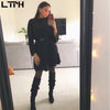 LTPH Special Sales Loose Elegant women dress Puff Sleeve Turtleneck Ruffles A-Line plus size Chiffon Dresses 2022 Spring New