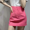 LTPH cotton linen skirt suits women blazer 2 piece set high waist zipper pocket casual outfits office lady suit 2022 autumn new