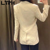 LTPH vintage women blazer simple casual loose Blazers Jackets mid-length solid Office Ladies Suit Coat 2022 Spring New