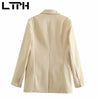 LTPH vintage women blazer simple casual loose Blazers Jackets mid-length solid Office Ladies Suit Coat 2022 Spring New