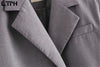 LTPH texture gray cropped blazer women simple casual long sleeve Jackets double breasted elegant Lady Suit Coat 2022 autumn new