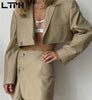 LTPH vintage simple Women's Sets temperament lapel Blazer High waist slim mini A-line skirt Skirt Suits 2022 Autumn New