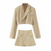 LTPH vintage simple Women's Sets temperament lapel Blazer High waist slim mini A-line skirt Skirt Suits 2022 Autumn New