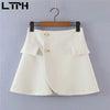 LTPH vintage simple Women's Sets temperament lapel Blazer High waist slim mini A-line skirt Skirt Suits 2022 Autumn New